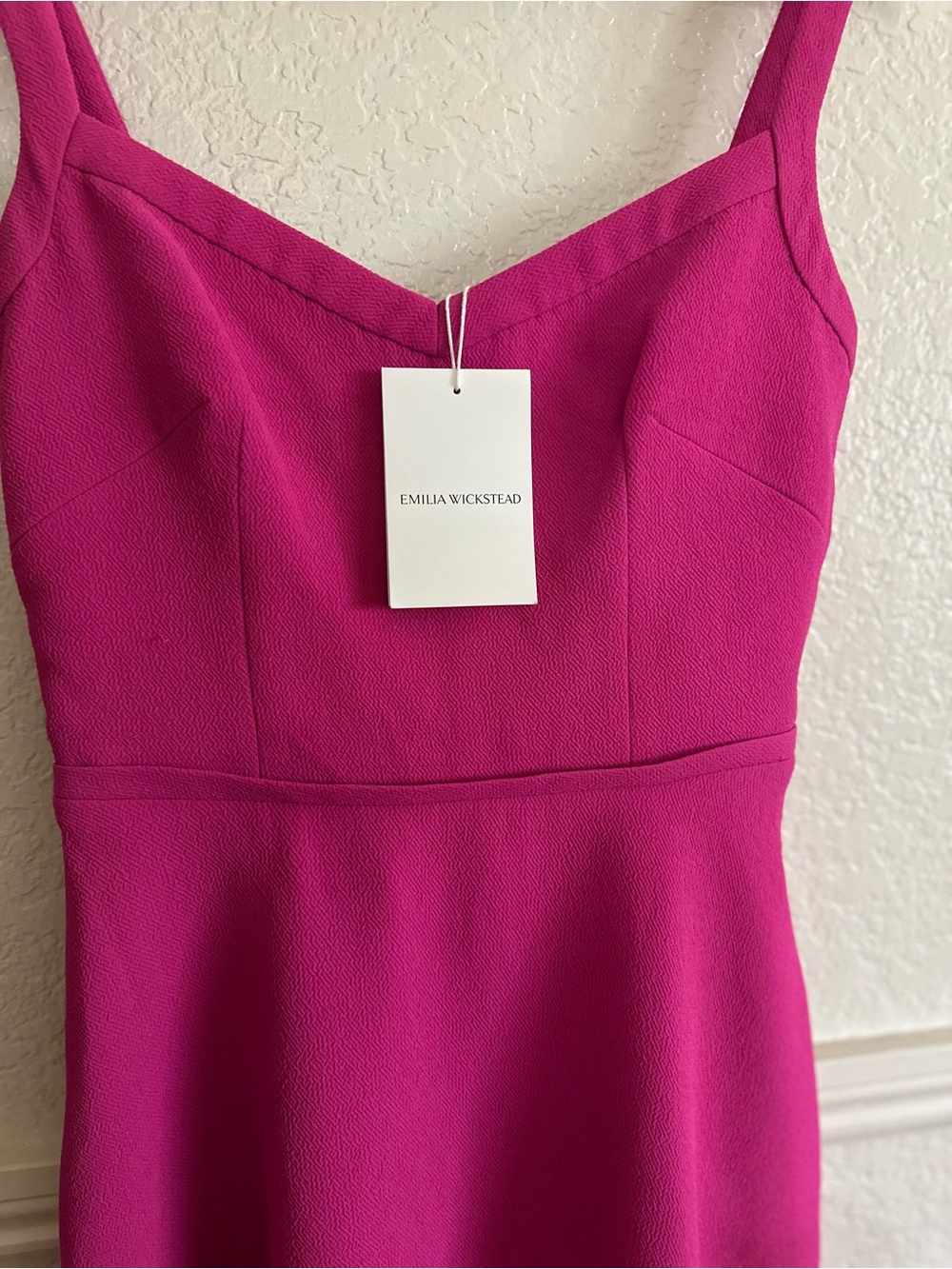 Emilia Wickstead Bright Fuchsia Sleeveless V-Neck Midi Dress